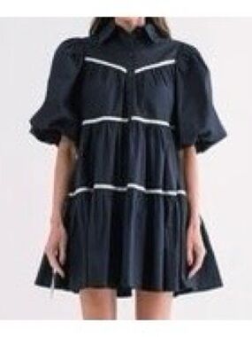 Sofie the Label navy blue tiered baby doll Lana shirt dress